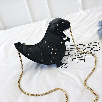 Rivet Personality Dinosaur Design Fashion Leather Crossbody Mini Messenger Bag Women